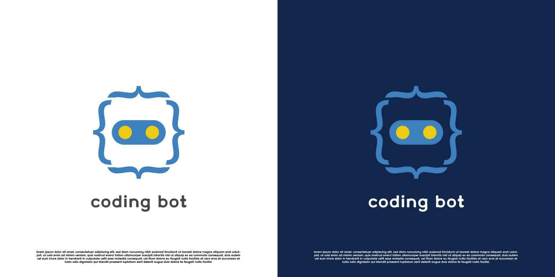 Code coding bot robot coding bot logo design illustration. Modern coder robot silhouette in technology. Simple mascot character design. Suitable for corporate web or app icons. vector