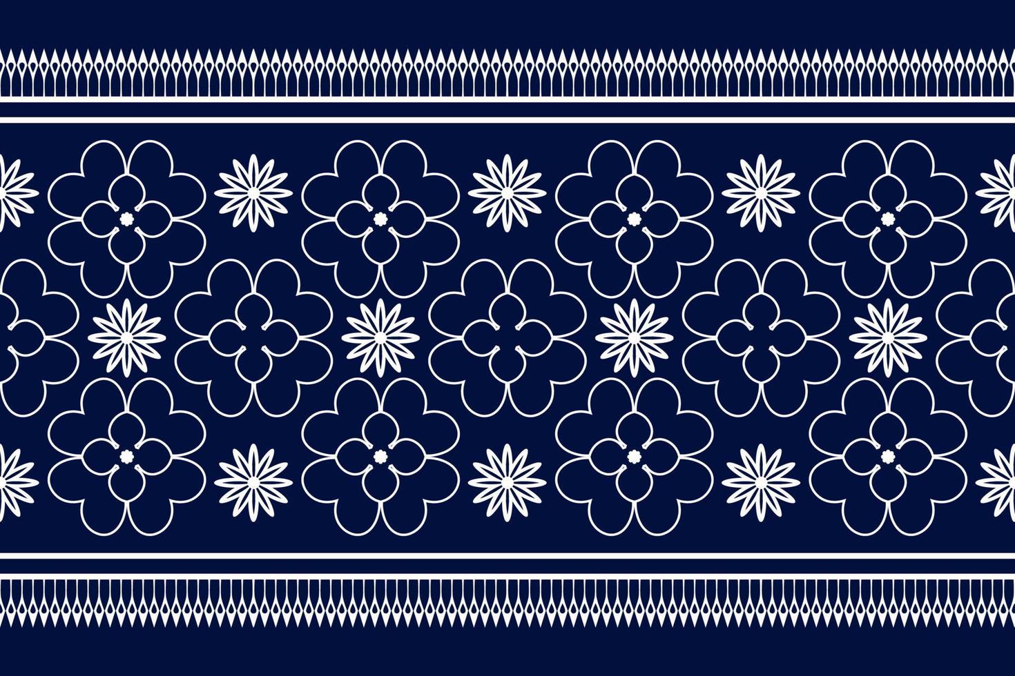 Blue and white geometric ethnic seamless pattern design for wallpaper, background, fabric, curtain, carpet, clothing, and wrapping. vector