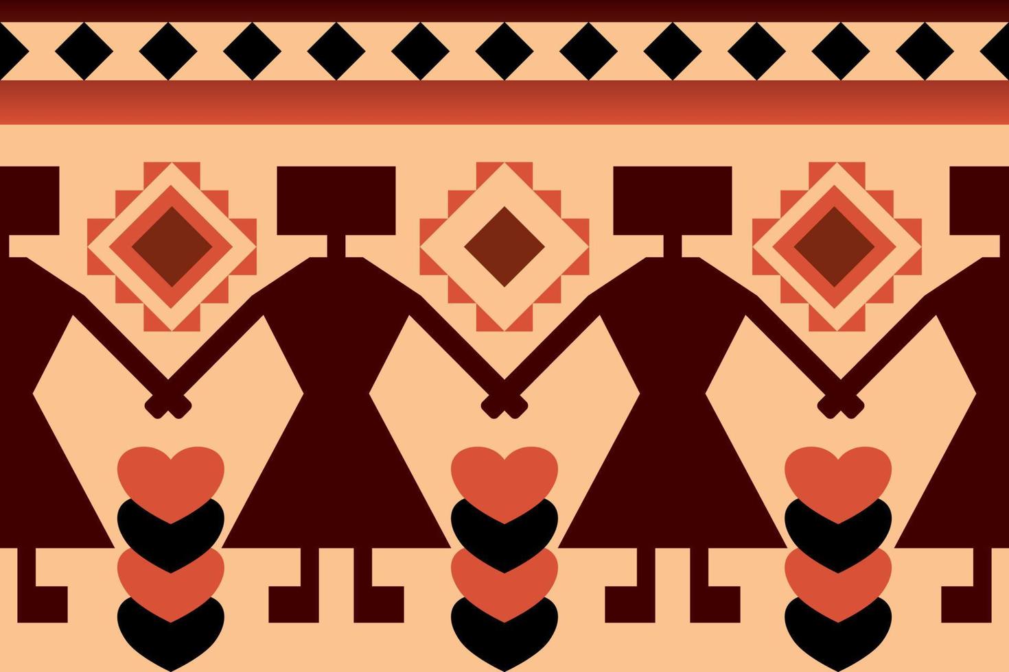 Natural tone geometric ethnic seamless pattern design for wallpaper, background, fabric, curtain, carpet, clothing, and wrapping. vector