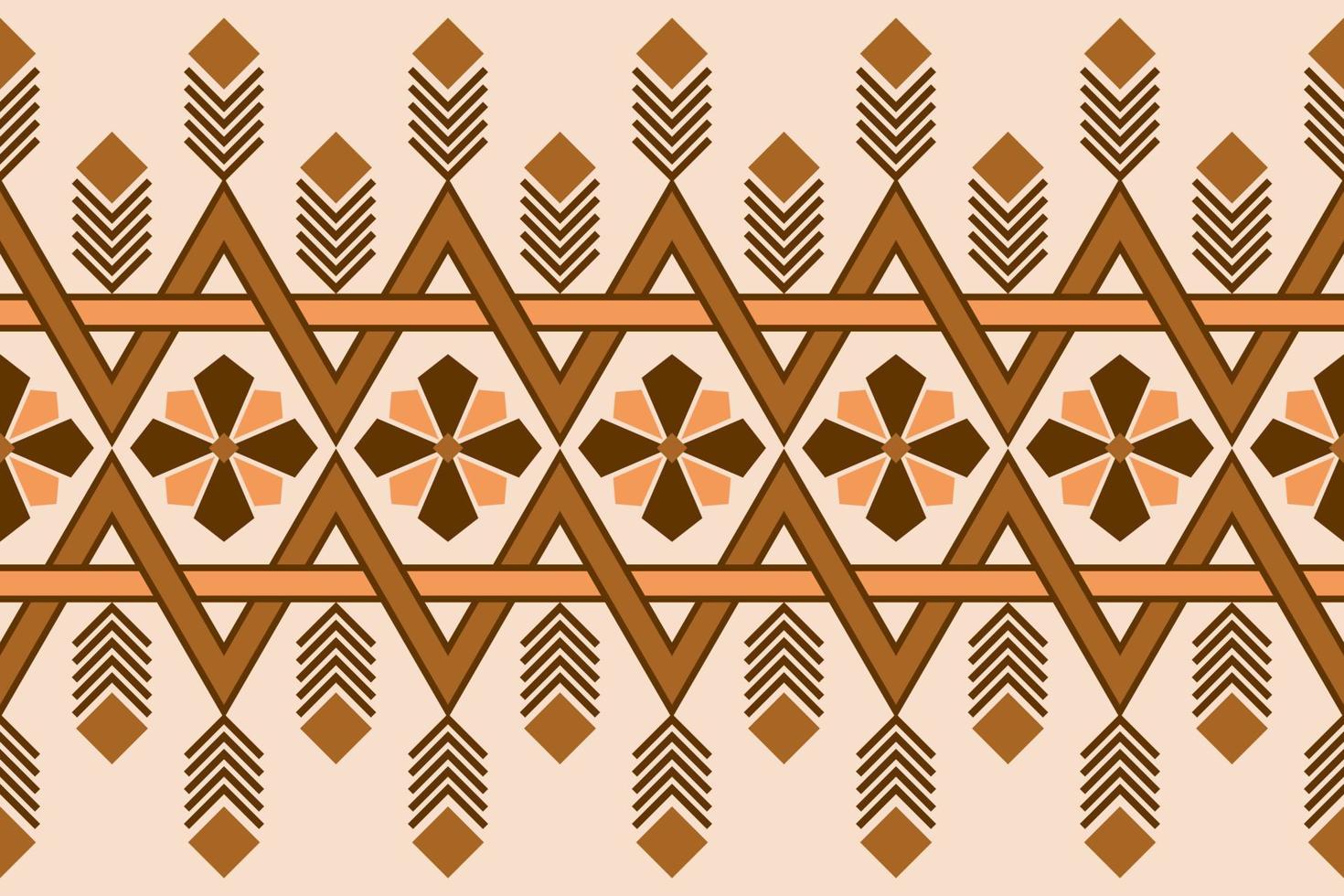 Natural tone geometric ethnic seamless pattern design for wallpaper, background, fabric, curtain, carpet, clothing, and wrapping. vector