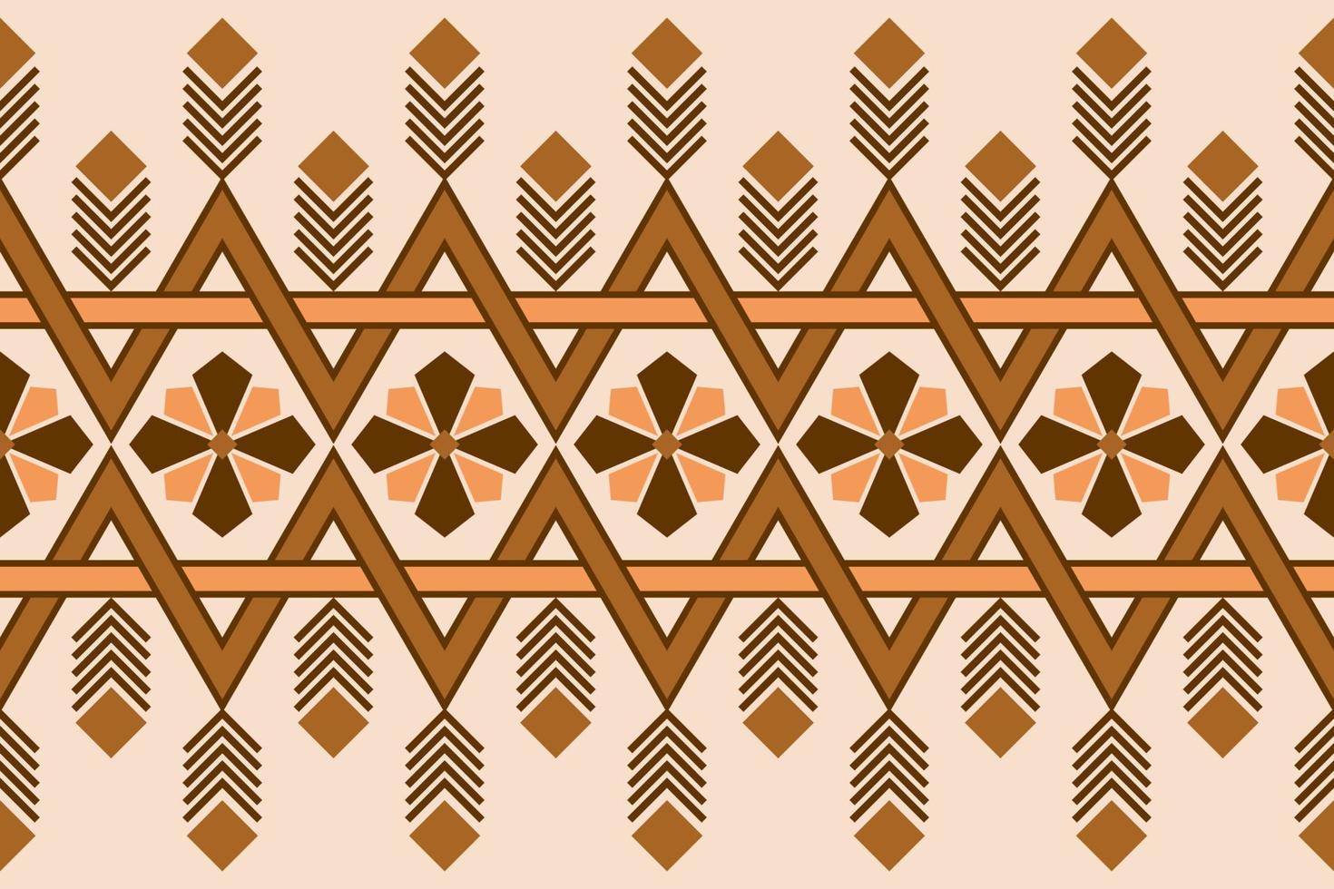 Natural tone geometric ethnic seamless pattern design for wallpaper, background, fabric, curtain, carpet, clothing, and wrapping. vector