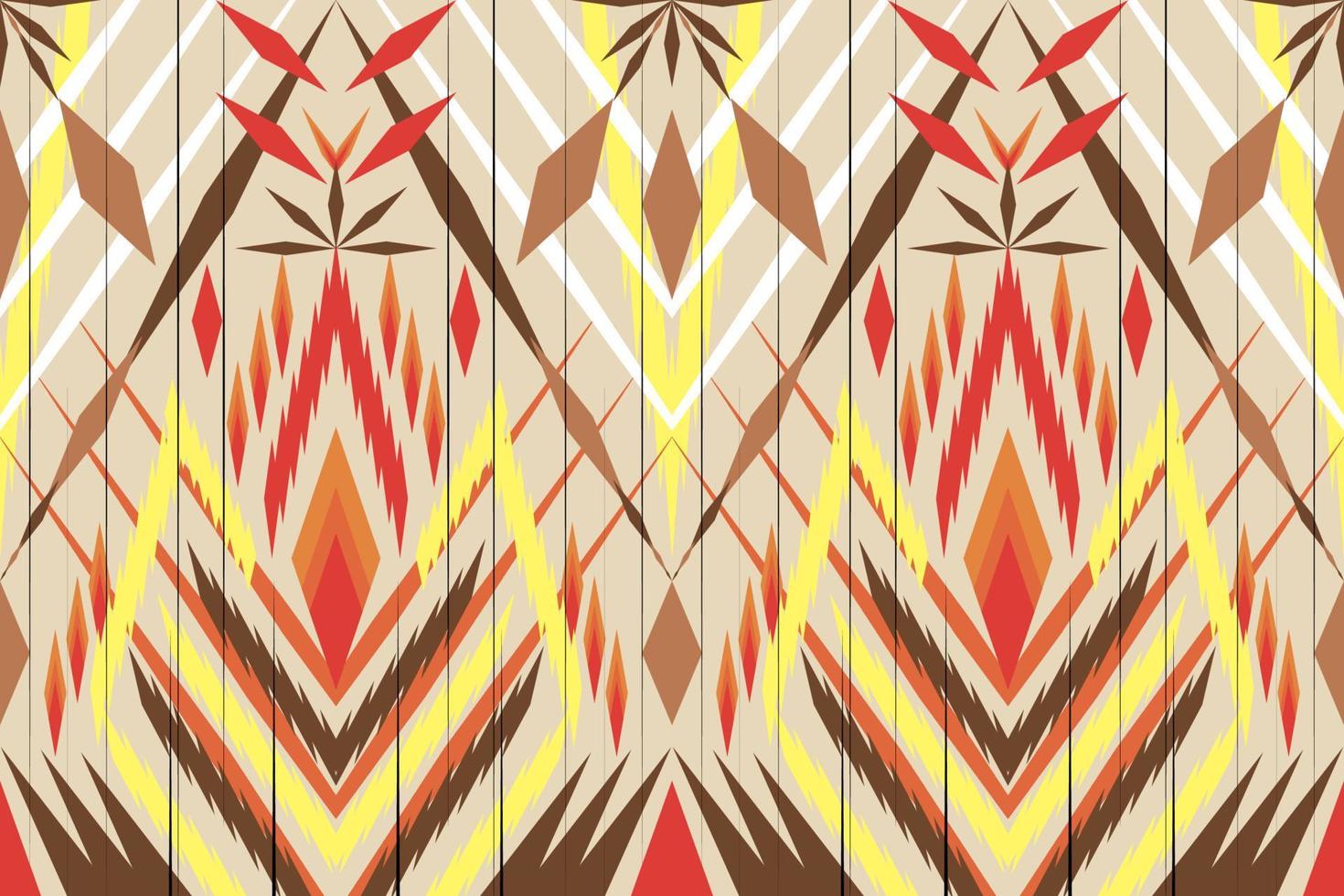 Colorful geometric ethnic seamless pattern ikat art embroidery style design for wallpaper, background, fabric, curtain, carpet, clothing, and wrapping. vector