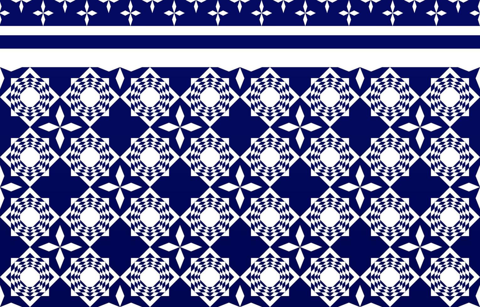 Blue and white geometric ethnic seamless pattern design for wallpaper, background, fabric, curtain, carpet, clothing, and wrapping. vector