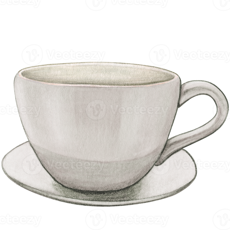 Watercolor hand drawn empty tea cup png