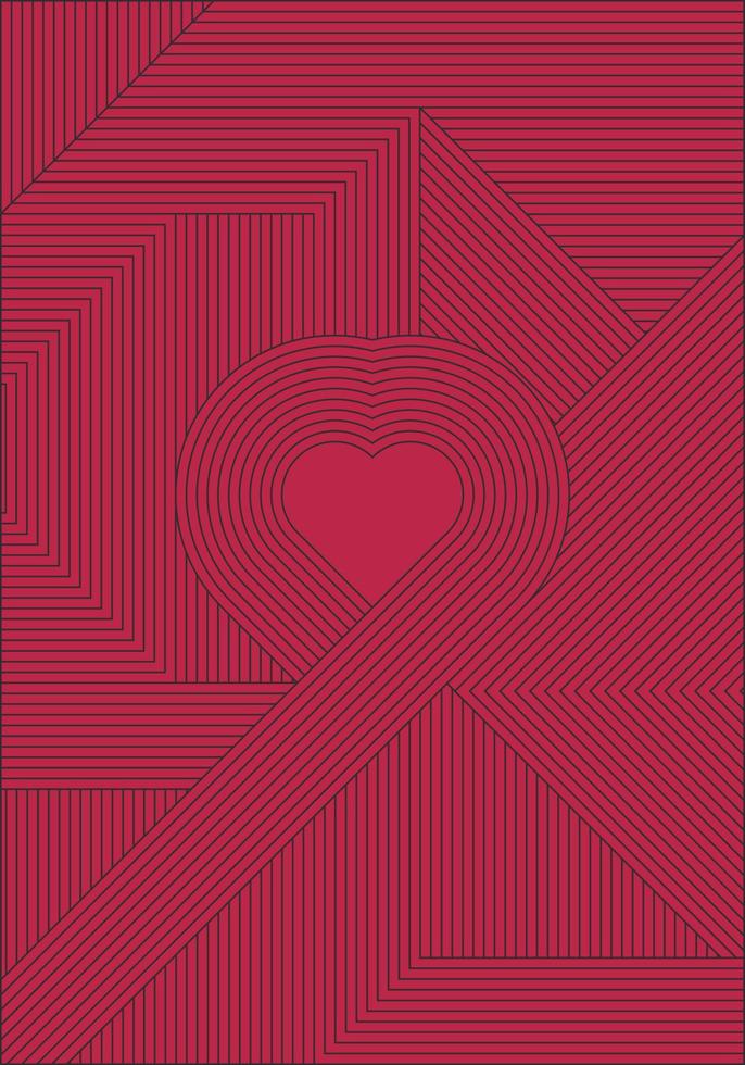 Red Background Black Geometric Line Pattern vector