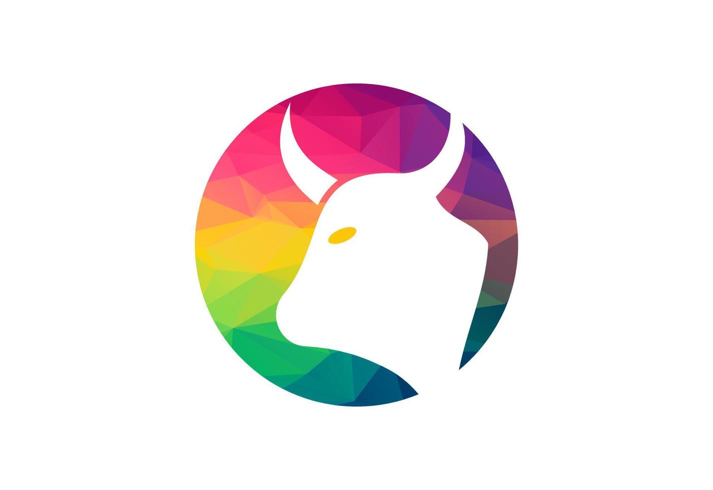 Low Poly and Creative Cow head logo design, Vector design template
