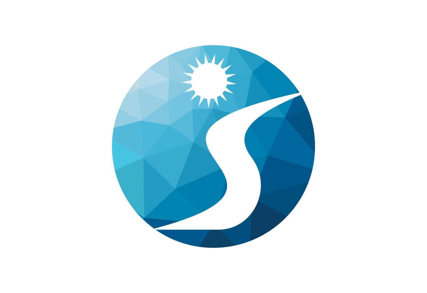 Low Poly and River creek logo design, Vector design concept