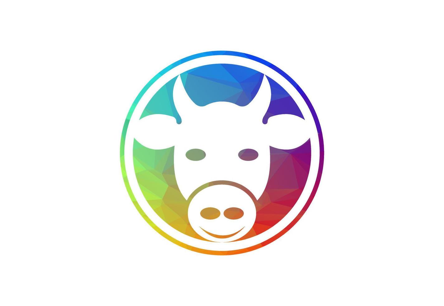 Low Poly and Creative Cow head logo design, Vector design template