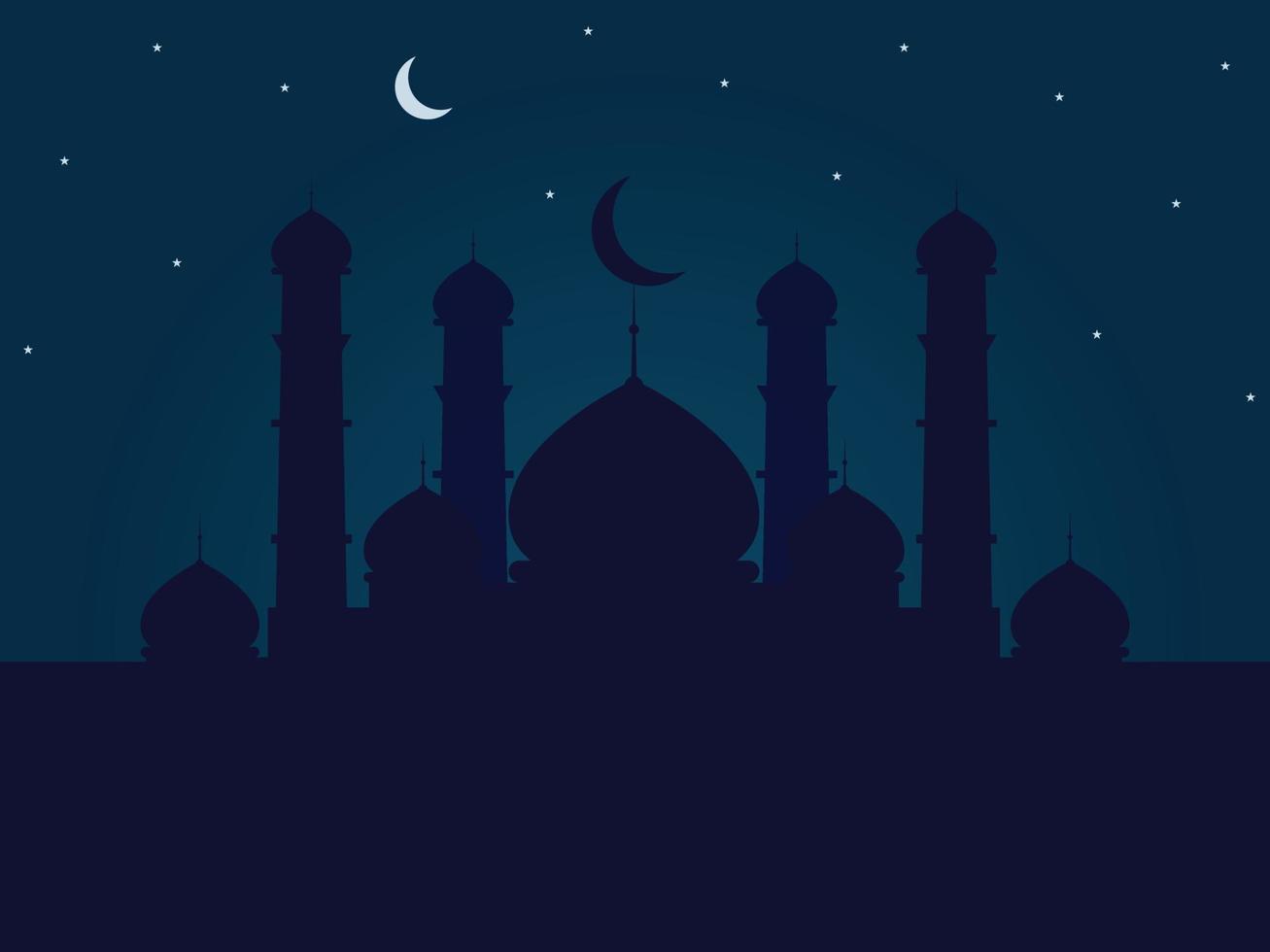 Vector background with mosques. Celebration of the Muslim holy month. Flat style illustration