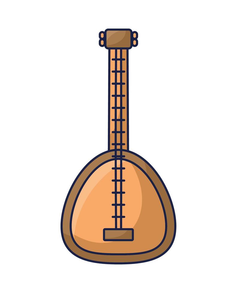 wooden sitar design vector