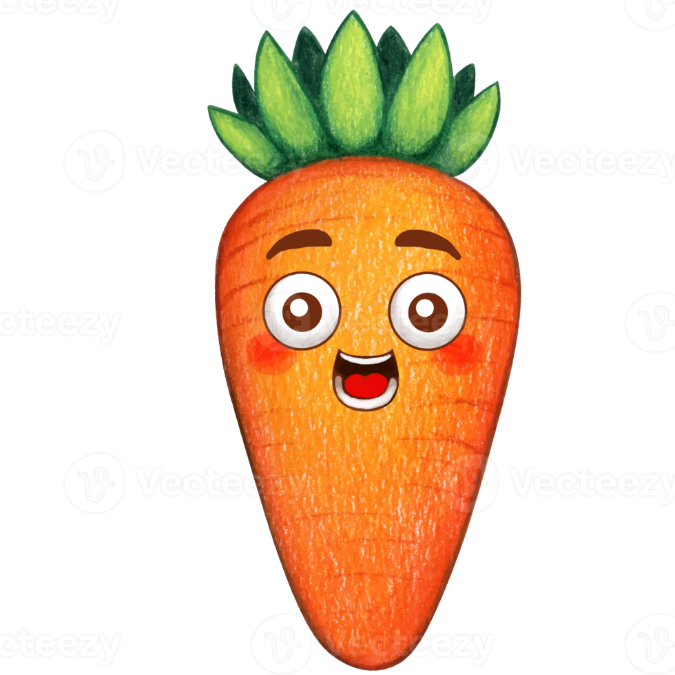 Watercolor cute funny carrot png
