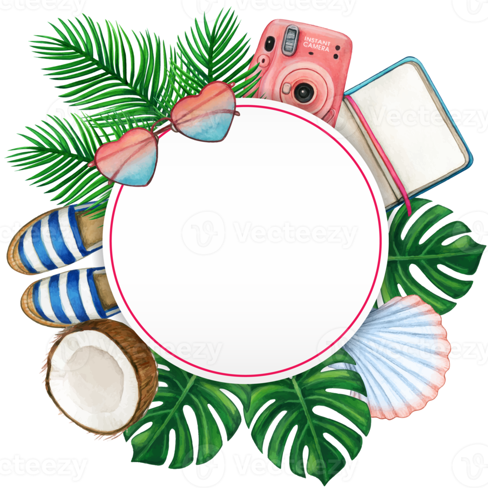 acuarela tropical verano marco png