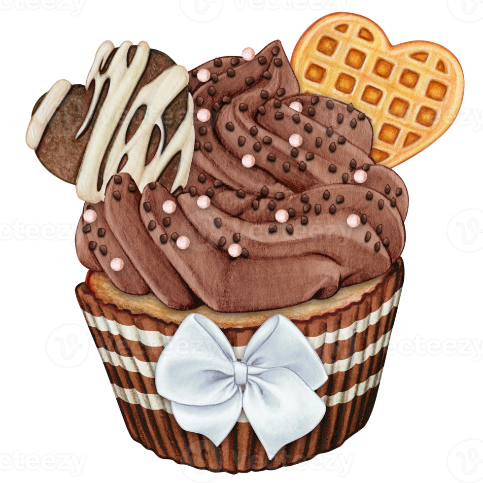 watercolor hand drawn cupcake png