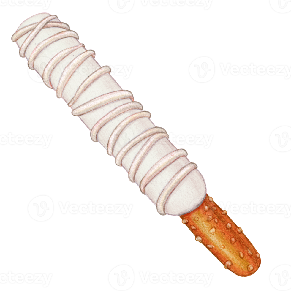 aguarela mão desenhado chocolate coberto pretzel png