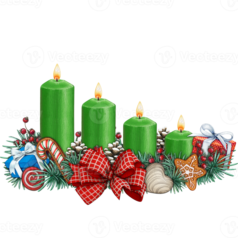 watercolor hand drawn advent candles decoration png