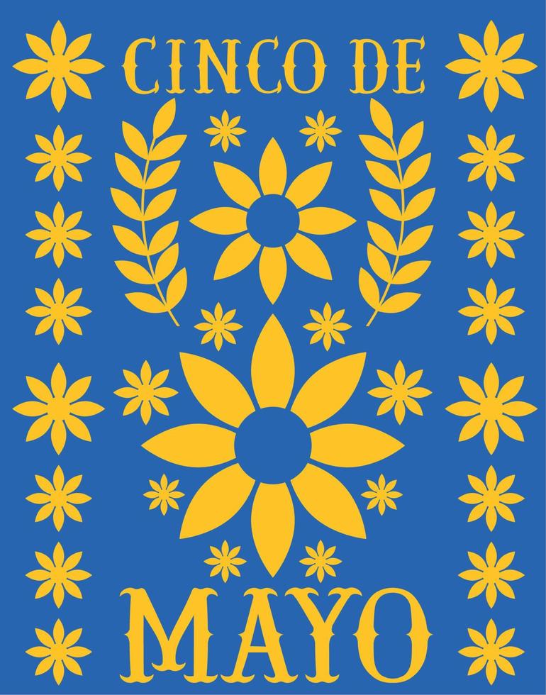 blue cinco de mayo decoration vector