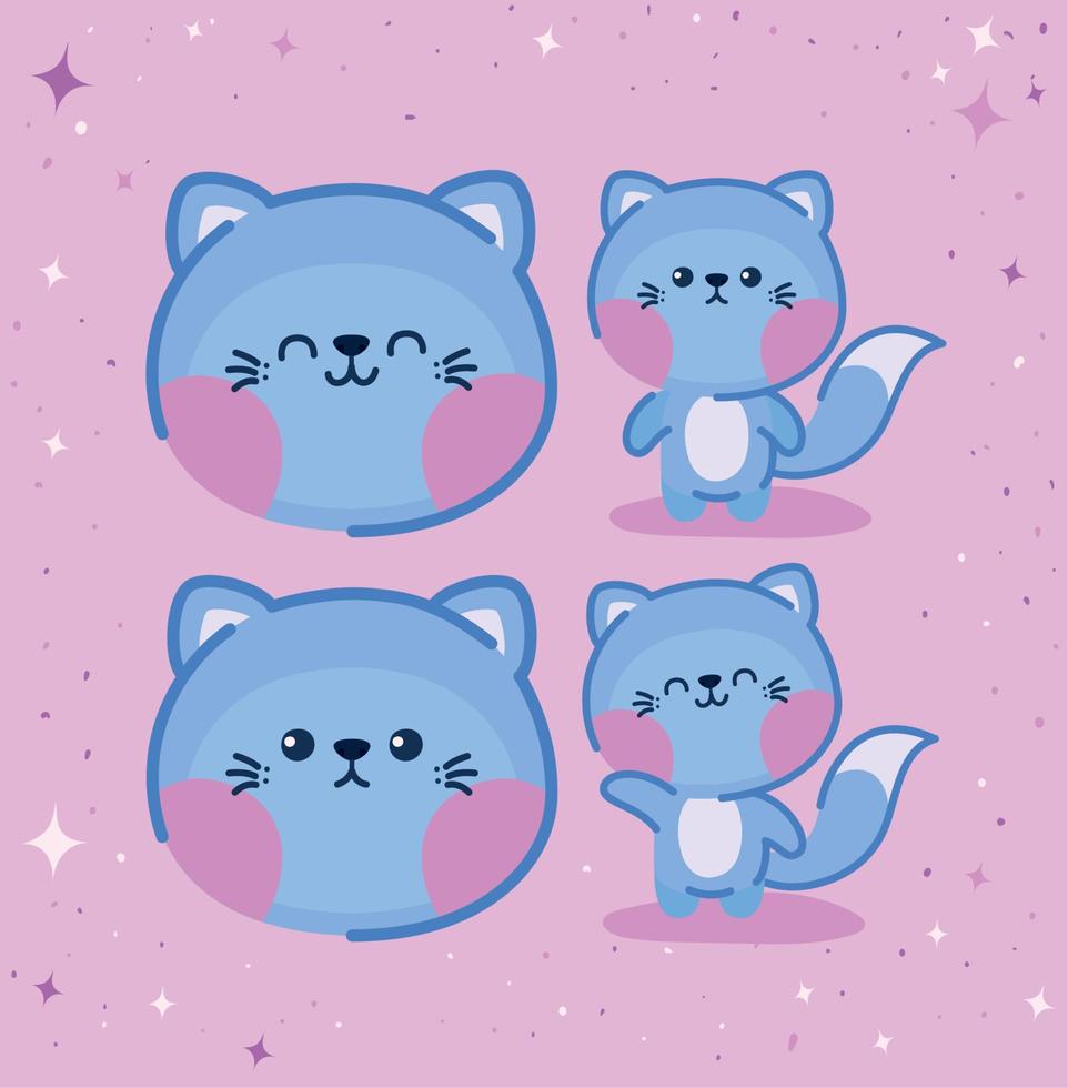 four cats group vector