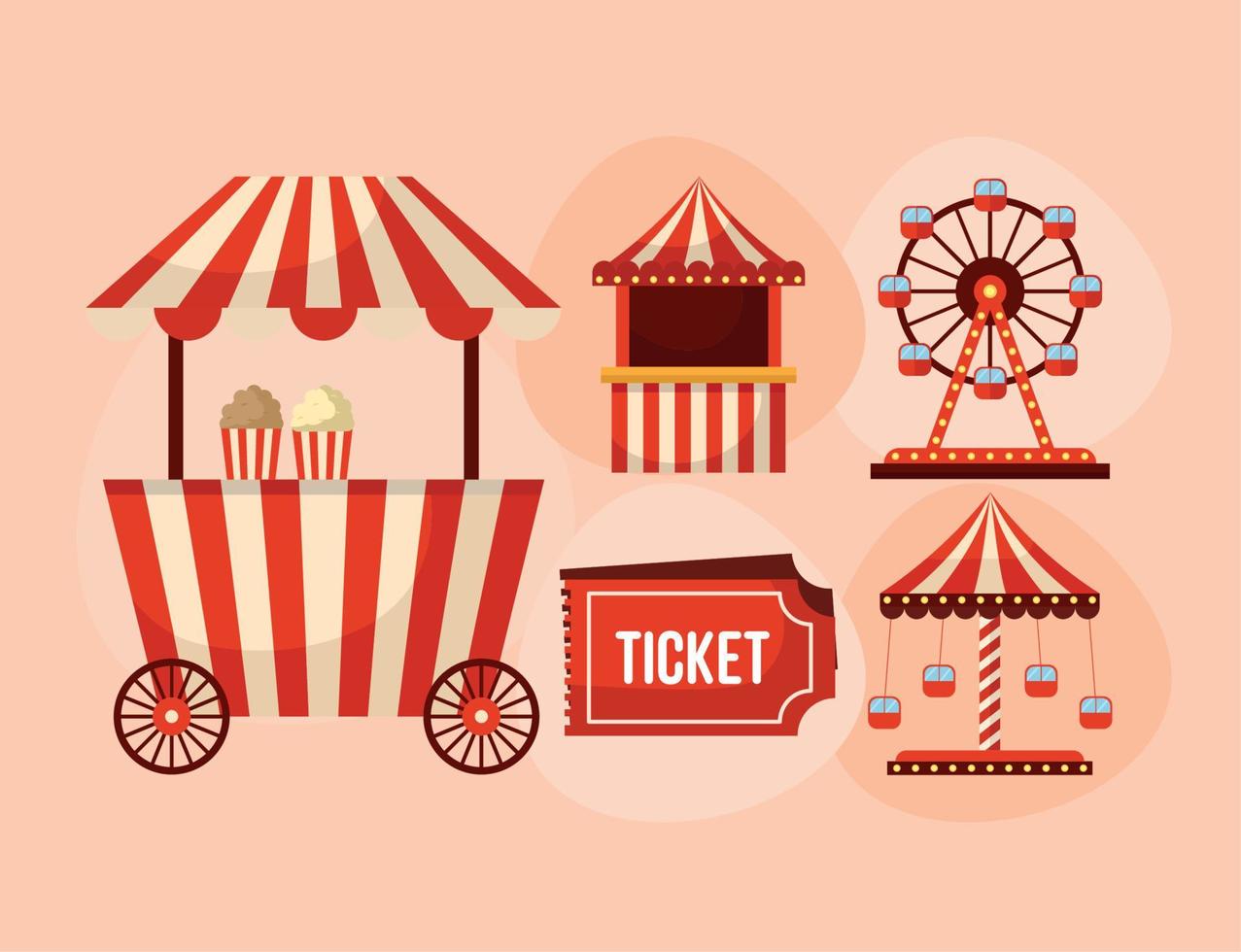 five amusement fair items vector