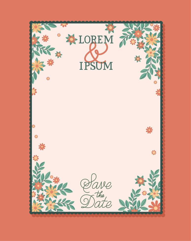 tarjeta de invitación de boda floral vector