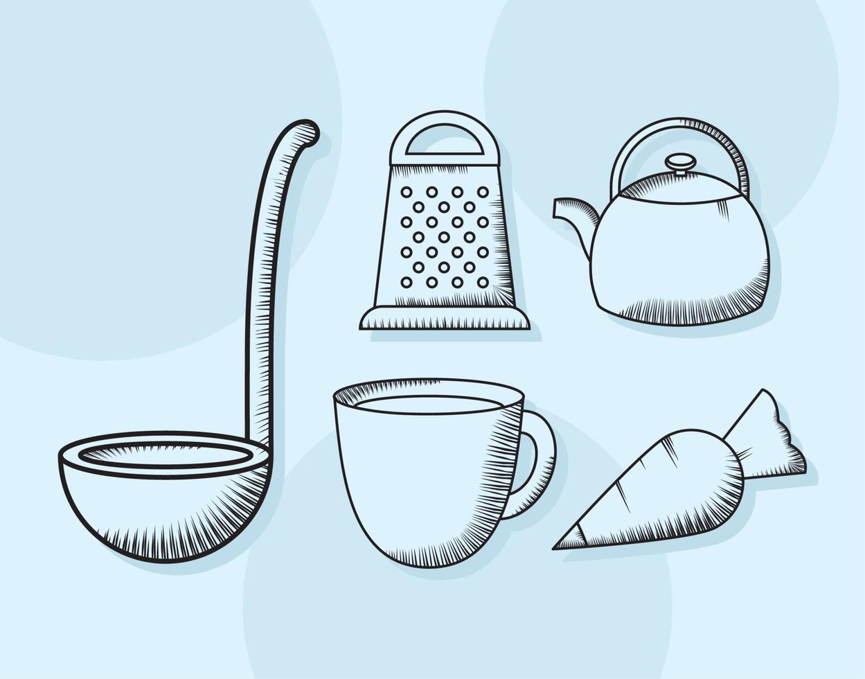 conjunto de utensilios de cocina vector