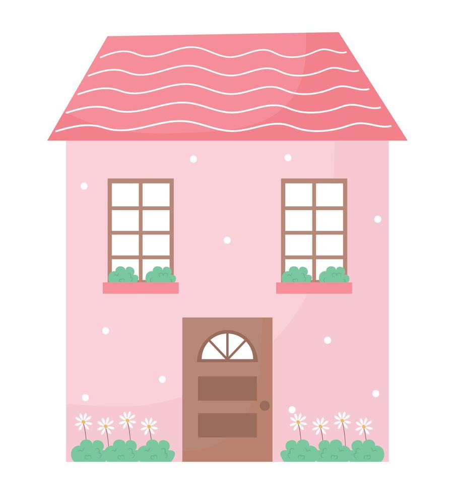 pink house illustration vector
