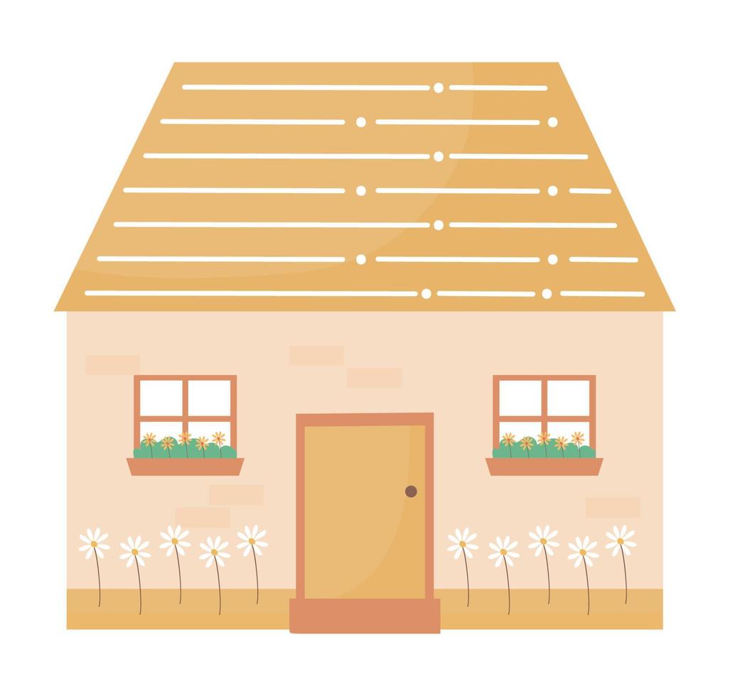 yellow house illustration vector