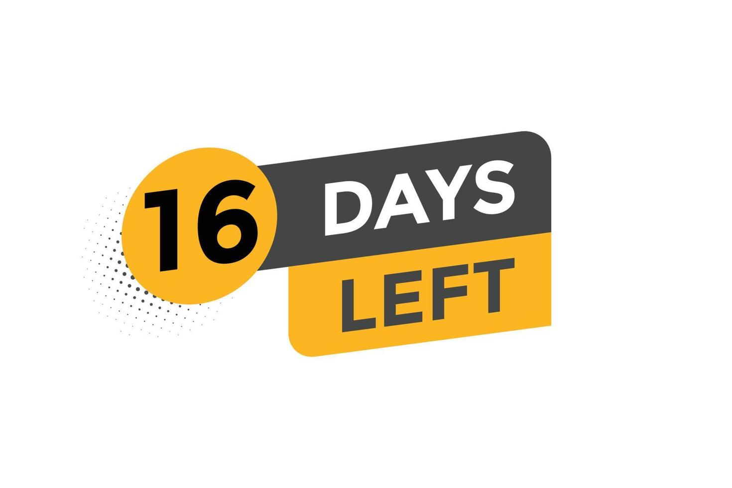16 days Left countdown template. 16 day Countdown left banner label button eps 10 vector