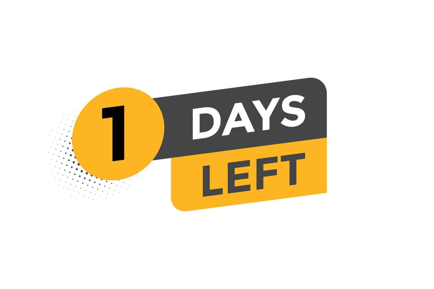 1 days Left countdown template. 1 day Countdown left banner label button eps 10 vector