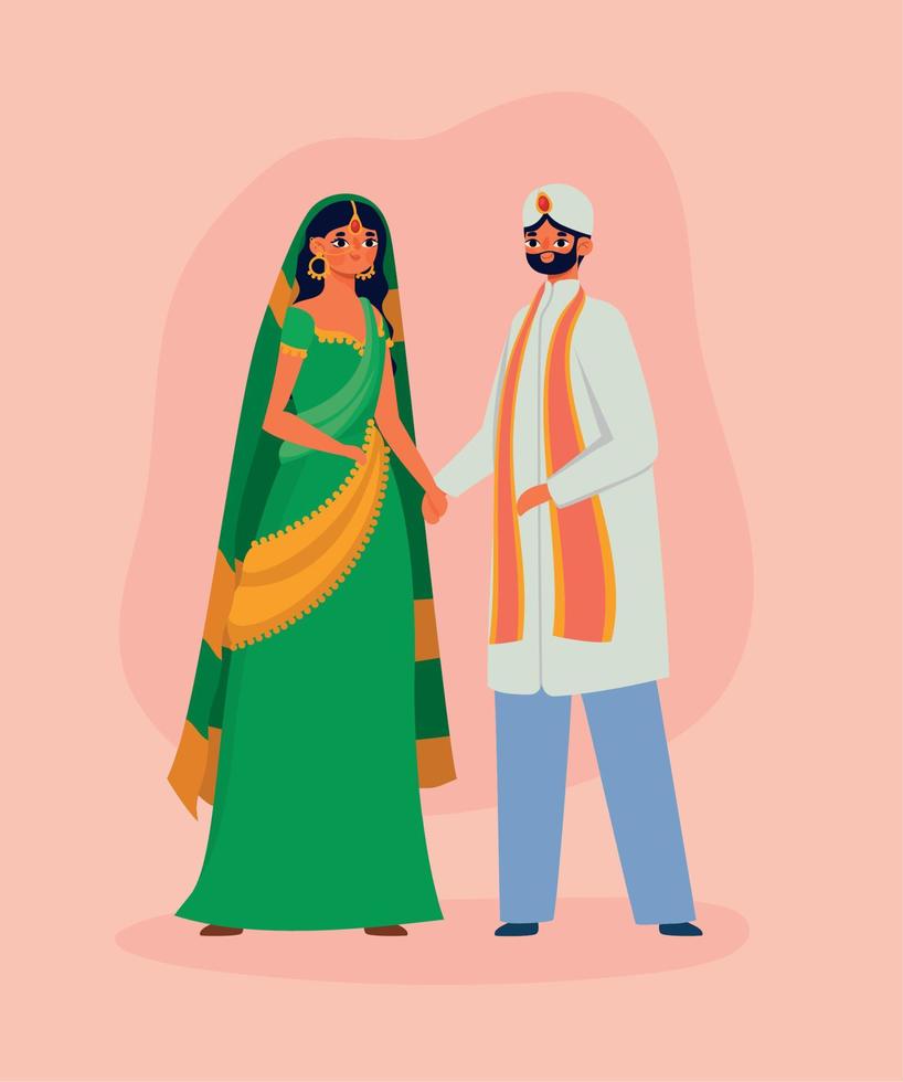 pareja de novios hindú vector