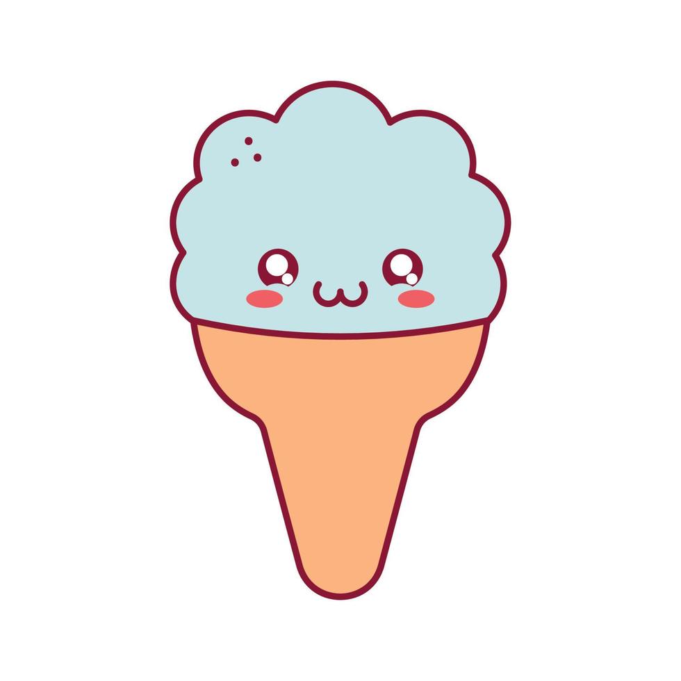 blue kawaii ice cream vector