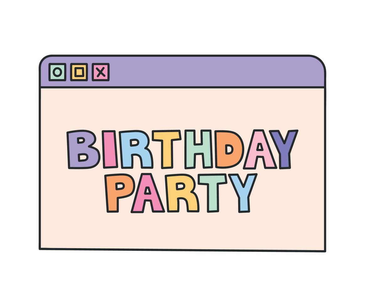 birthday party invitaton on web page vector