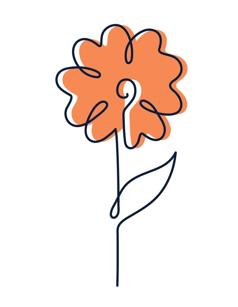 naranja uno línea flor vector