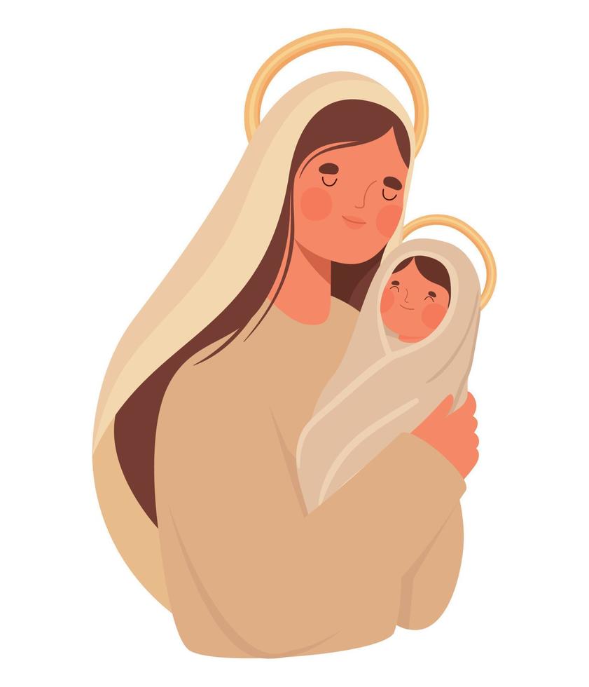 saint mary and jesus vector