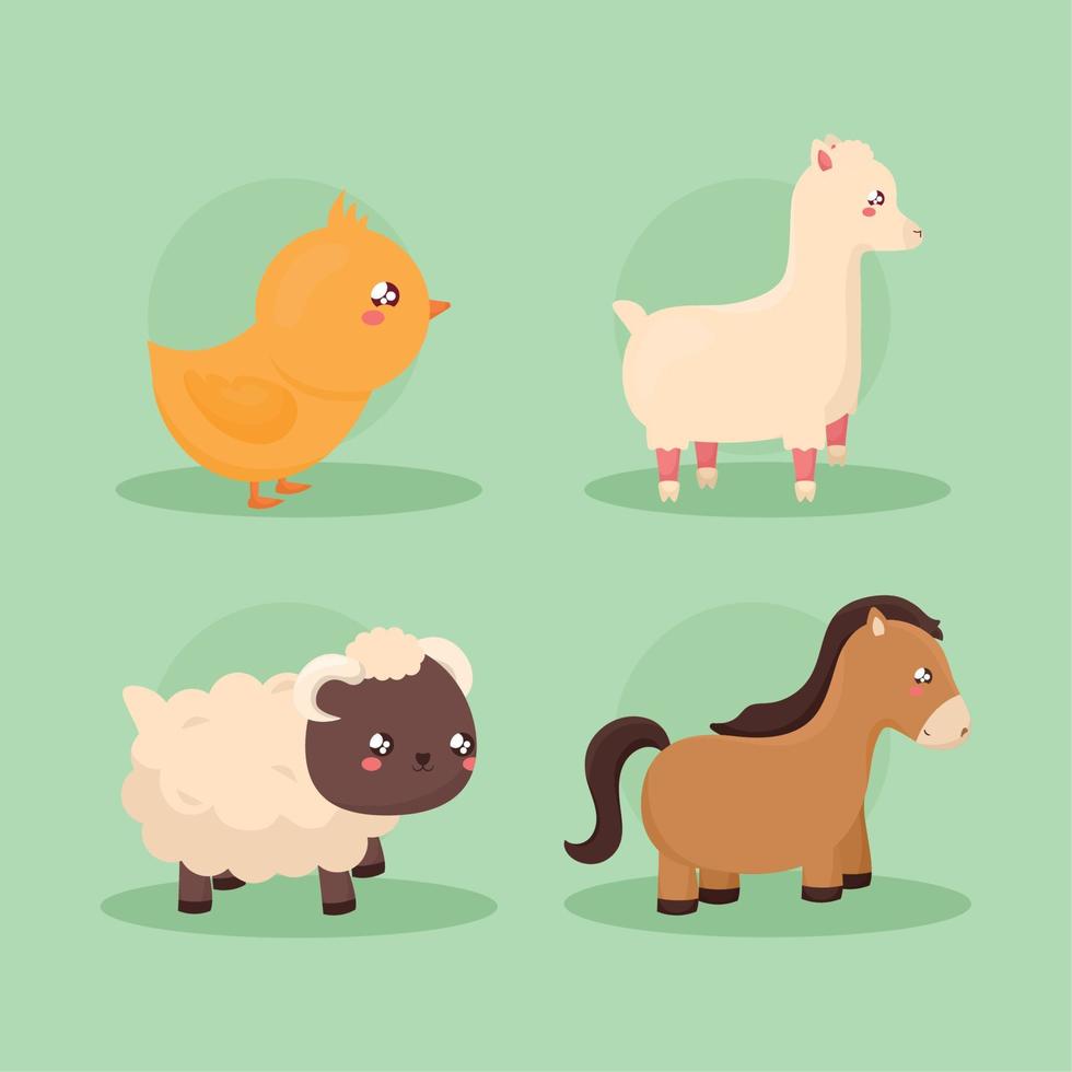 four farm animals vector