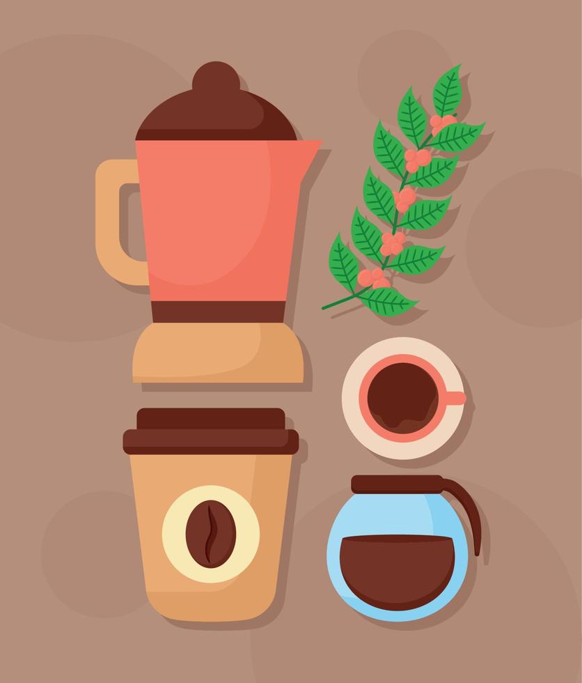 café métodos íconos conjunto vector