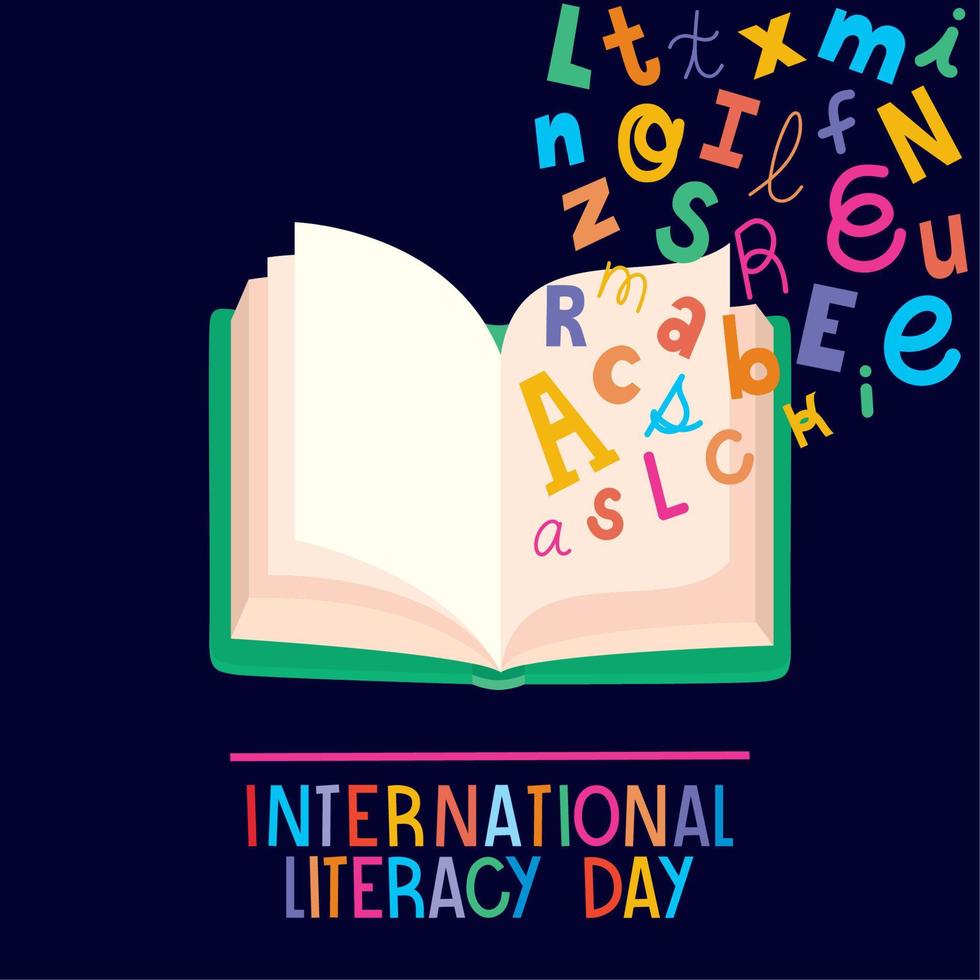 internatinal literacy day cartel vector