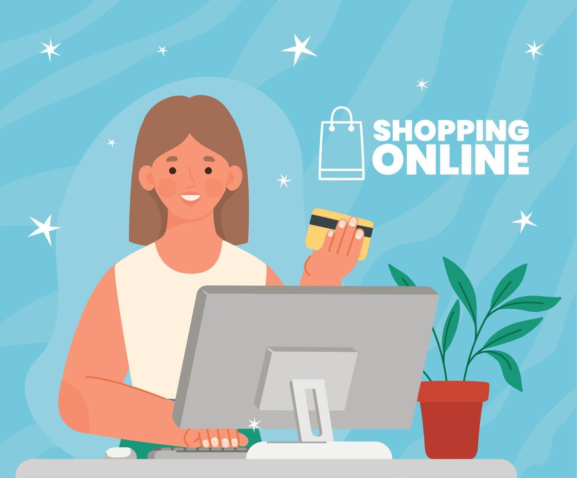 online shopping card vector