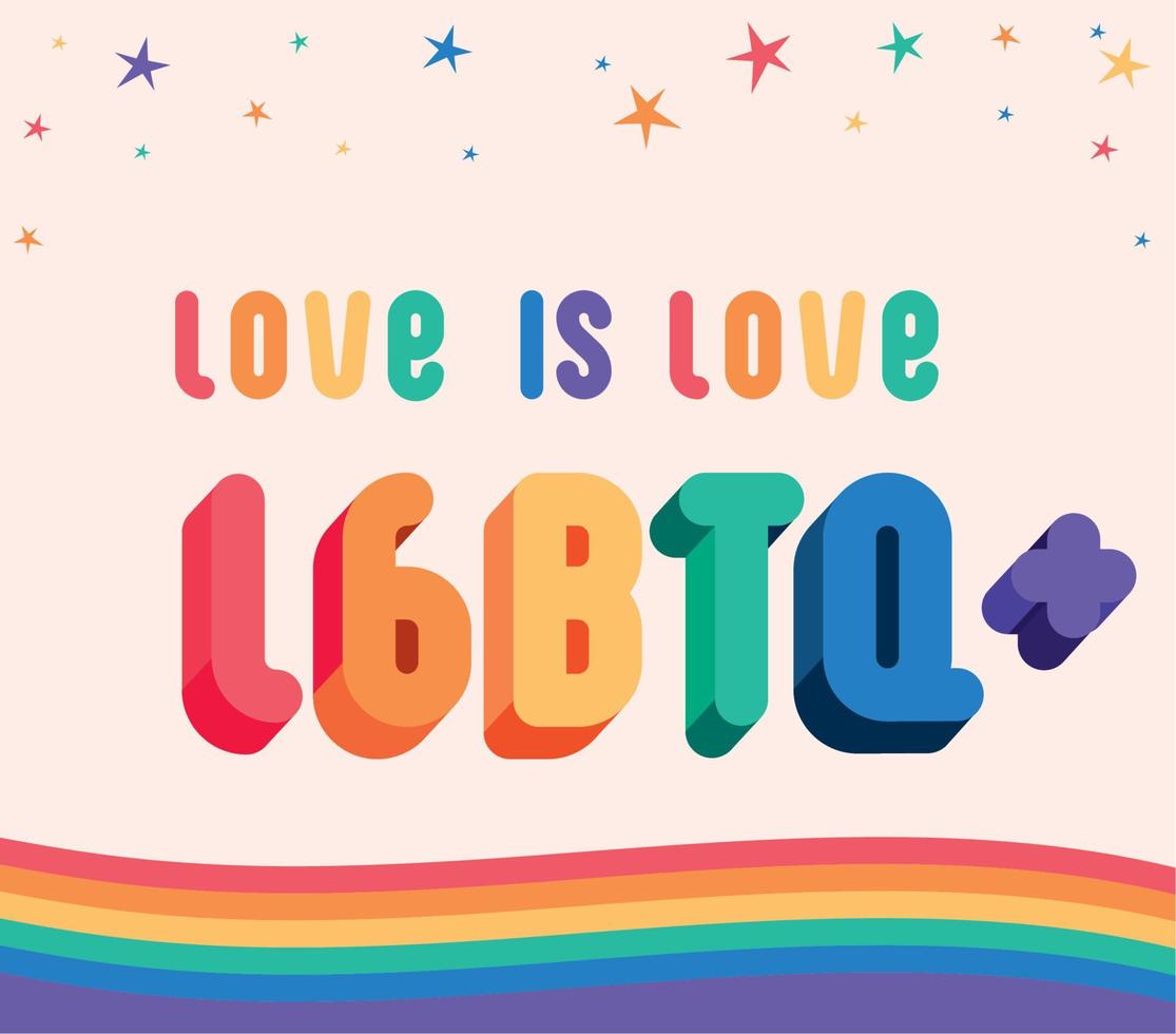 lgbtq love lettering vector