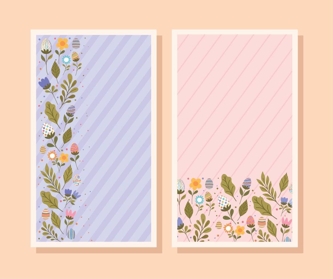 easter cards with flowers vector