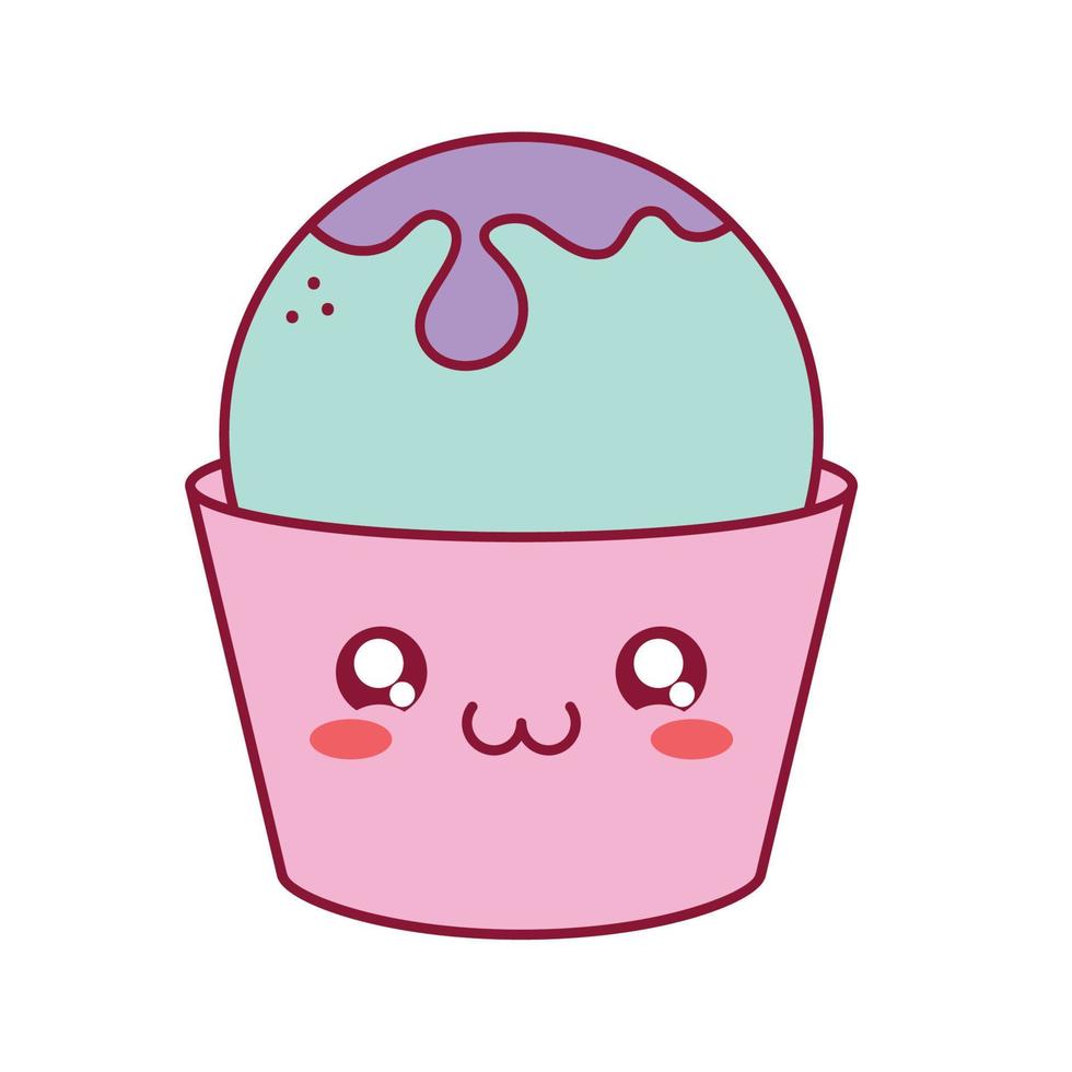 blue ice cream with face vector