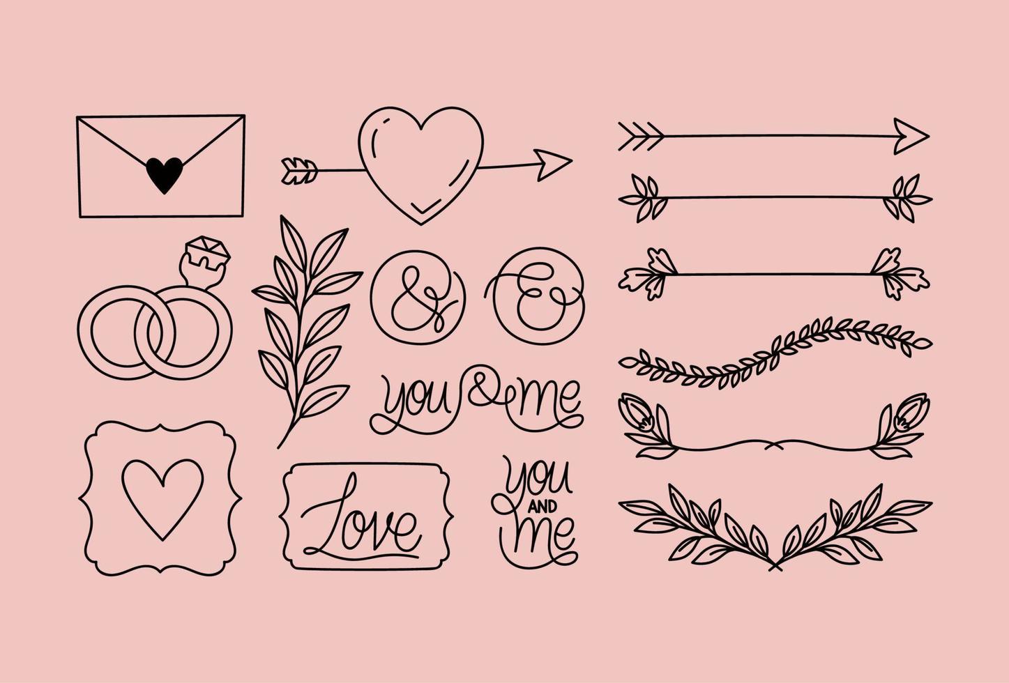 wedding elements bundle vector