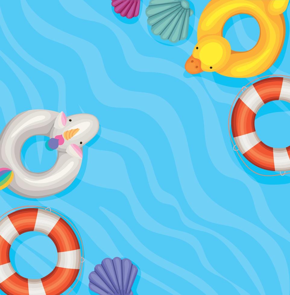 sea with beach items vector
