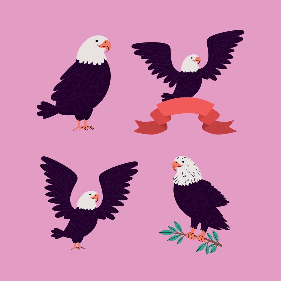 four eagles set vector