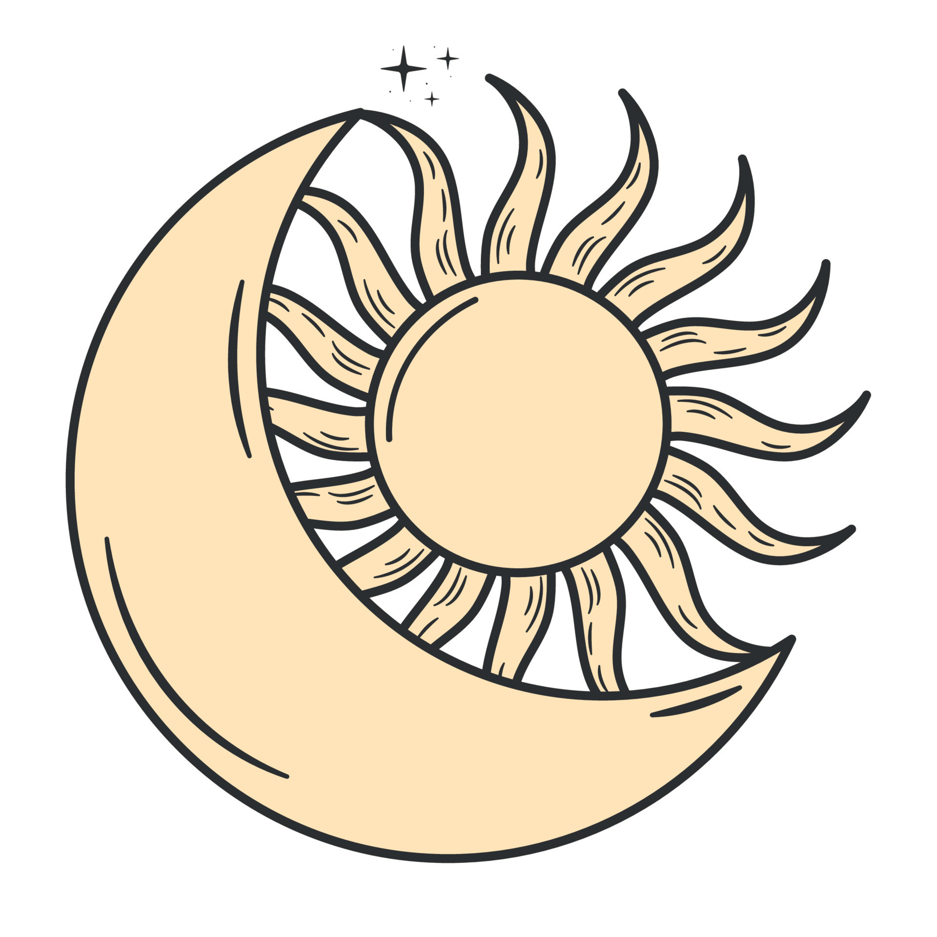 mystic sun and moon 21385602 Vector Art at Vecteezy