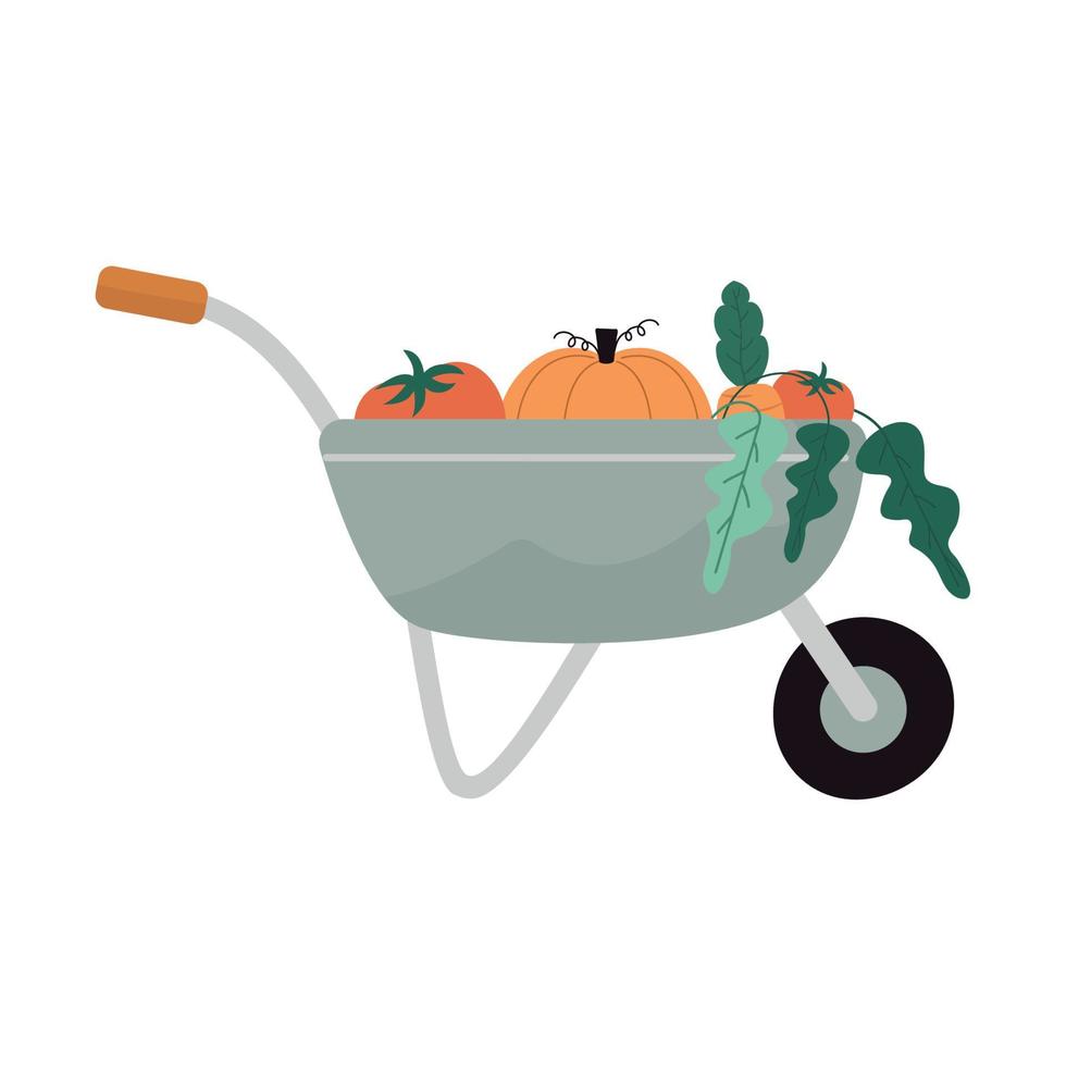 wheelbarrow with vegetables vector