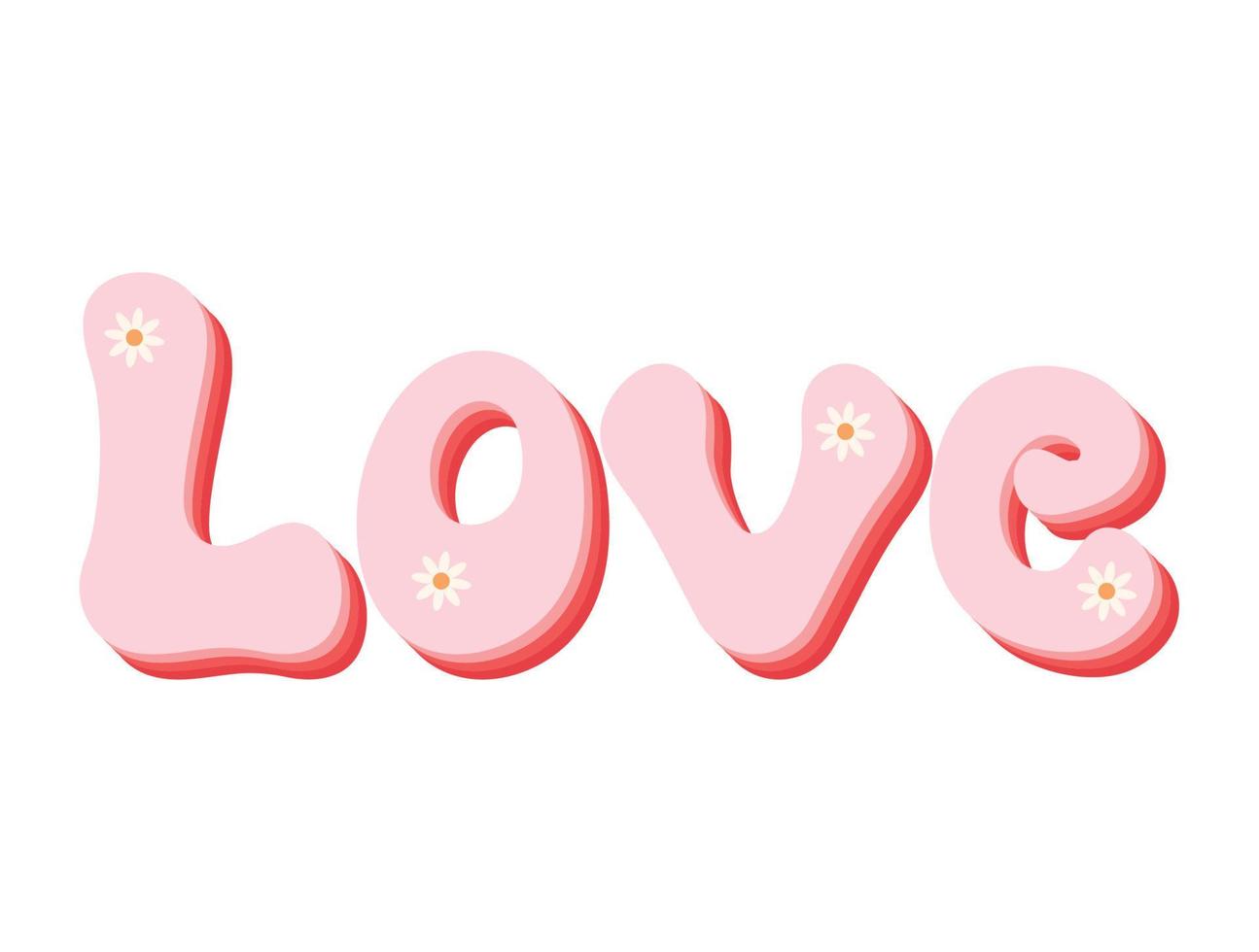 love lettering with flowers vector