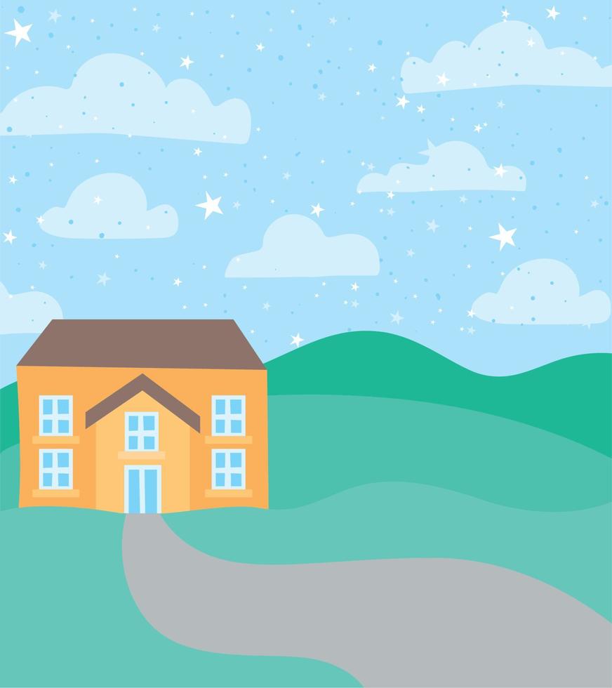 house on landscape vector