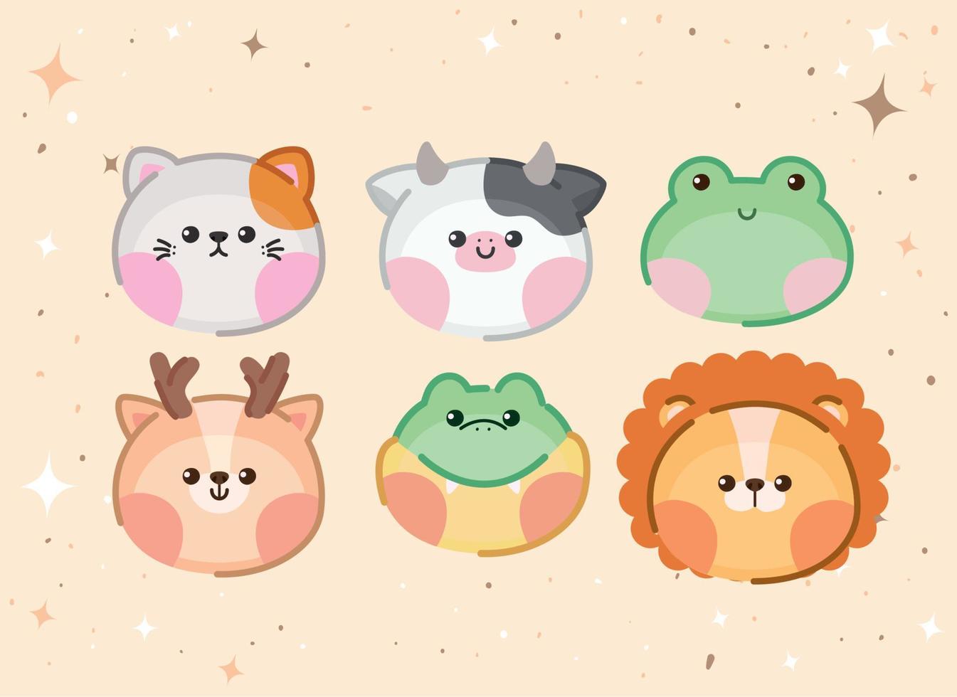 six cute animals vector