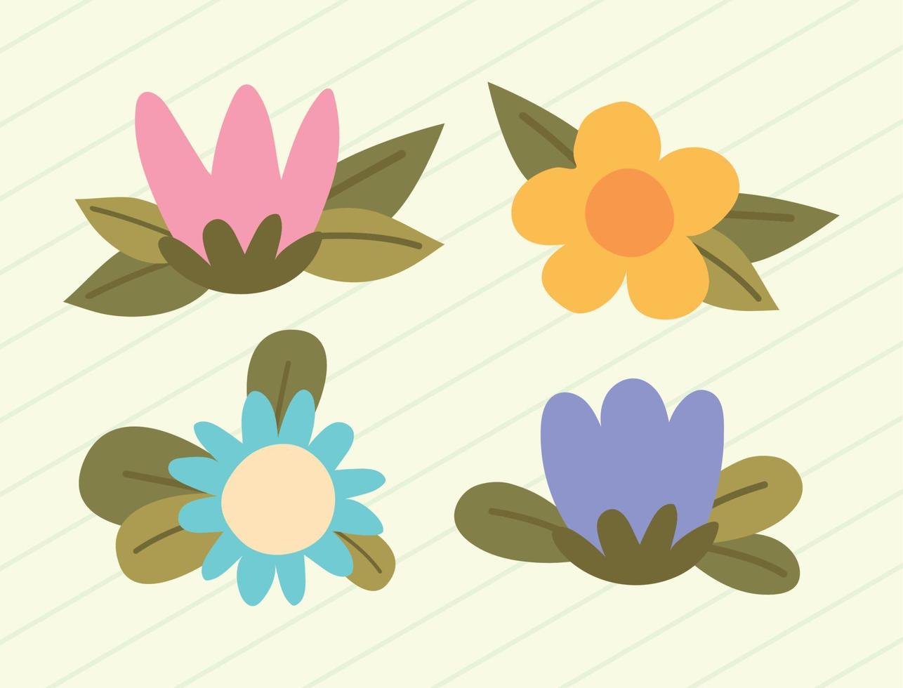 four colored flowers vector