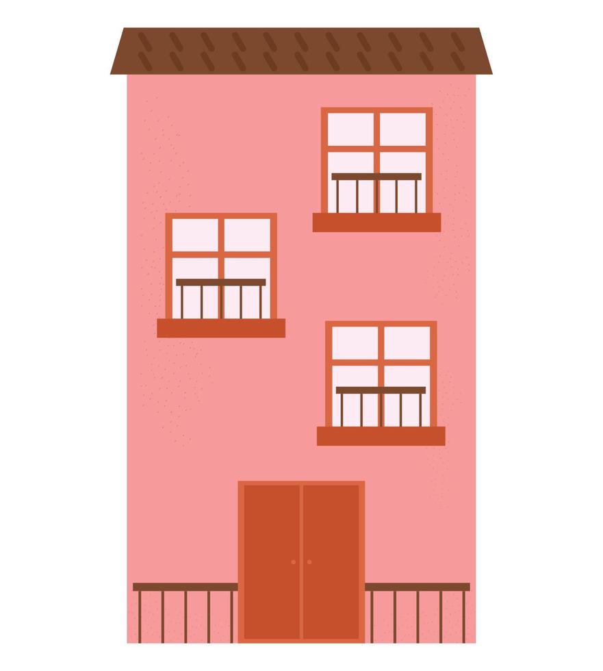 flat pink building vector